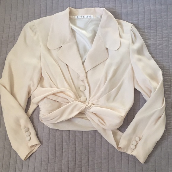 Tahari Tops - Vintage 100% silk Tahari cropped blazer blouse